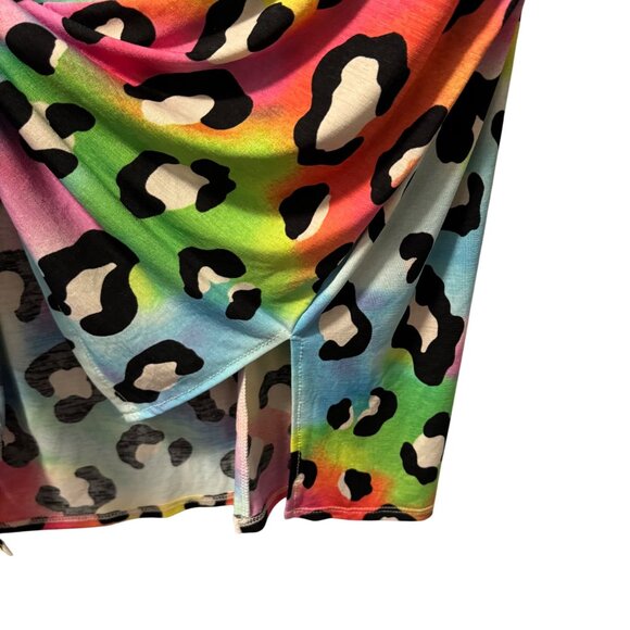 HoneymE Curvy Rainbow Leopard Print Top Sz XL blouse tunic multi - Picture 8 of 12